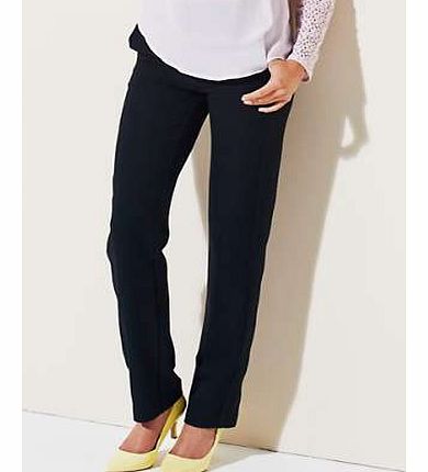 These super stylish, slim leg, stretch trousers are a versatile must have wardrobe staple. In a two way stretch crepe fabric for comfort and ease of movement with narrow waistband, flattering seaming panel down front leg, front zip and hook and bar f