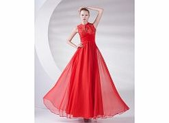 Unbranded Stretch satin Chiffon Ankle-length Red Retro
