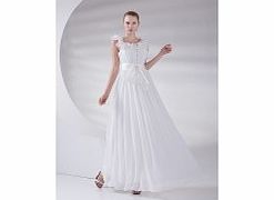 Unbranded Stretch satin Chiffon Ankle-length Scoop Ivory