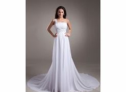 Unbranded Stretch satin Chiffon Chapel Train One Shoulder