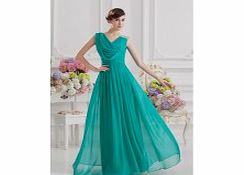 Unbranded Stretch satin Chiffon Floor-length V-neck Green