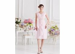 Unbranded Stretch satin Chiffon Knee-length V-neck Pink