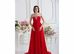 Unbranded Stretch satin Chiffon Sweep Train Strapless Red