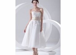 Unbranded Stretch satin Chiffon Tea-length Sweetheart