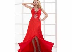 Unbranded Stretch satin Floor-length Halter Red Sexy