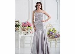 Unbranded Stretch satin Floor-length One Shoulder Silver