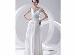 Unbranded Stretch satin Floor-length V-neck Straps Ivory