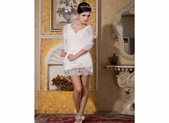 Unbranded Stretch satin Short/mini V-neck White Sexy