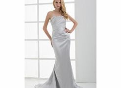 Unbranded Stretch satin Sweep Train Strapless Silver