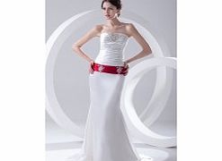 Unbranded Stretch satin Sweep Train Strapless White Unique