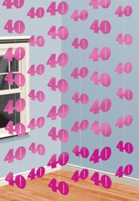 Unbranded String Decoration PK6 - 40th Party - Pink Shimmer