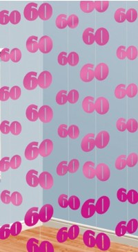 Unbranded String Decoration PK6 - 60th Party - Pink Shimmer
