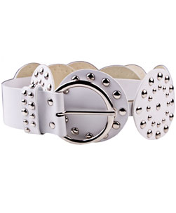 Studded Disc Belt White