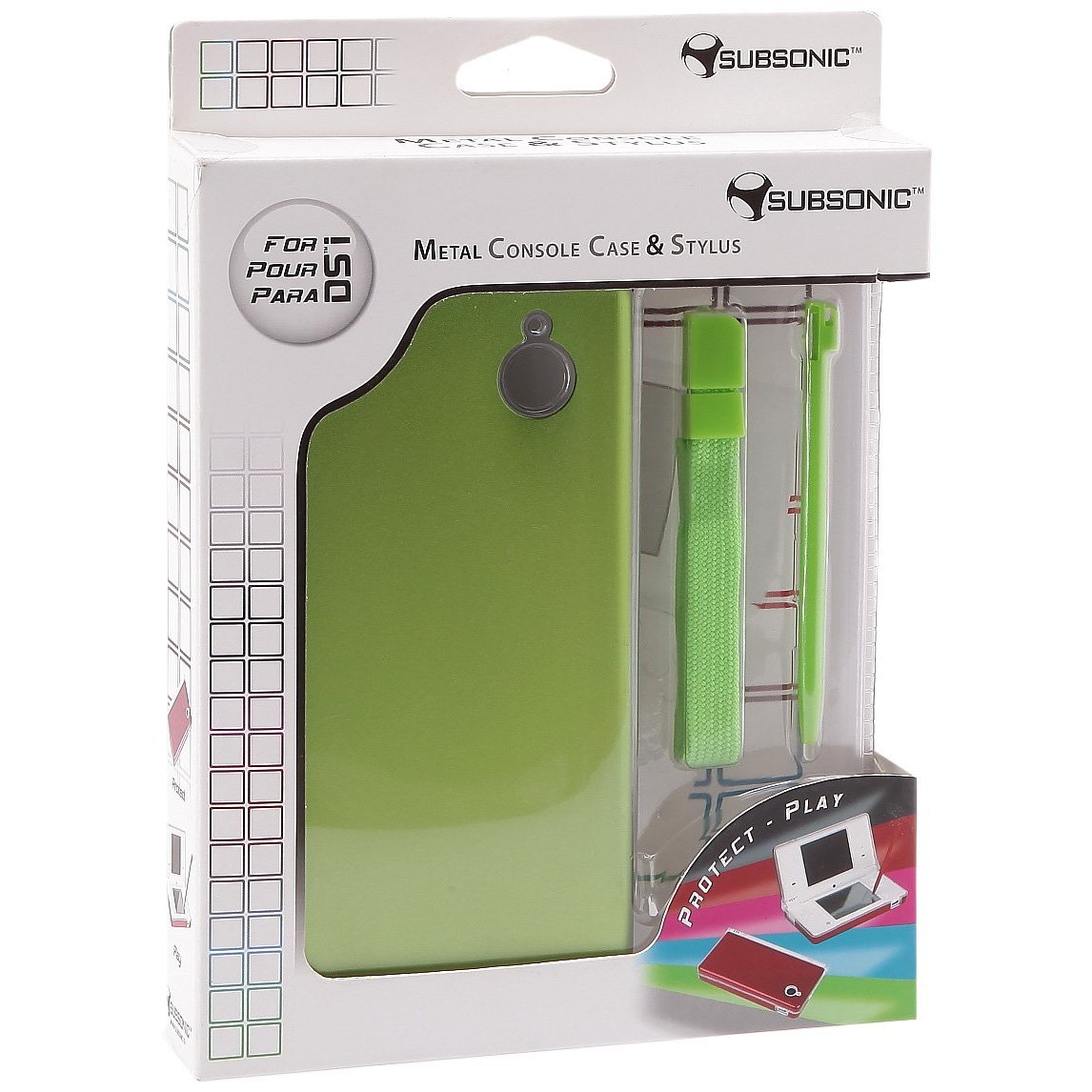 Metal protection case for the Nintendo DSi consoleMetallic DSi StylusMetallic wrist strapAvailable in several colours.... (Barcode EAN=3760137147166)