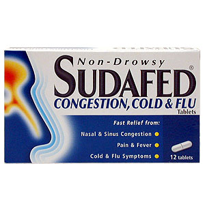 Sudafed Congestion- Cold and Flu Tablets - Size: 12