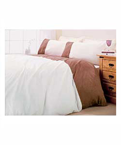 Suede Cuff Mocha Double Duvet Cover and Pillowcase Set