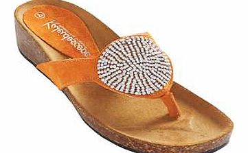 Unbranded Suede Diamante Toe-Post Sandals