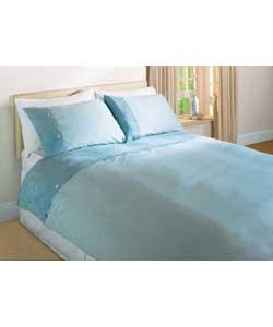 Suede Effect Top Cuff King Size Duvet Cover Set - Blue