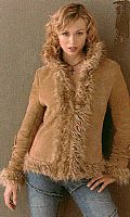With faux fur trim and lining. Hook and eye fasten