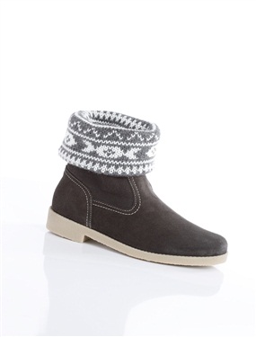 Unbranded Suede Leather Ankle Boots with Jacquard Trim