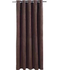 Unbranded Suedette Lined Chocolate Eyelet Curtains - 46 x