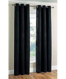 Unbranded Suedette Lined Eyelet Black Curtains - 46 x 72
