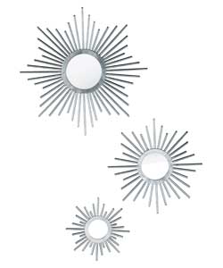 Unbranded Sunburst Mirror Wall Art - Set of 3