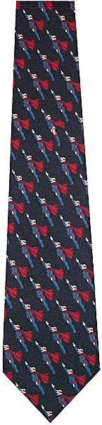 A great tie for Fathers Day, featuring a flying dad dressed as Superman on a navy background.