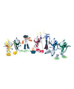 Characters from the show. Each figure features battle hands or weapon accessory. Colours and styles