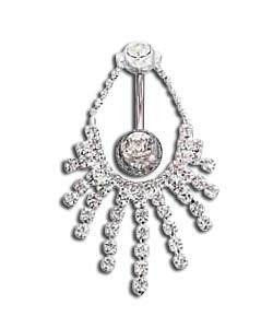 Surgical Steel and Brass Plated Glitzy Body Bar