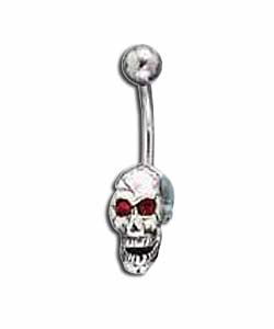 Surgical Steel and Silver Movable Skull Body Bar