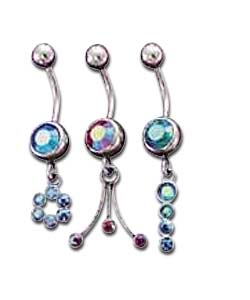 Surgical Steel and Titanium Crystal Drop Body Bars