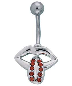 Surgical Steel Moveable Stone Set Tongue Body Bar