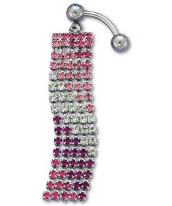 Surgical Steel Pink Diamante Drop Body Bar