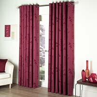 Susan Eyelet Cotton Lined Curtains Wine 229 x 137cm