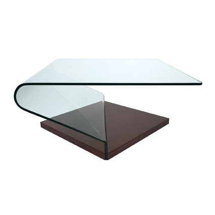 Unbranded Sweep Glass Wood Coffee Table