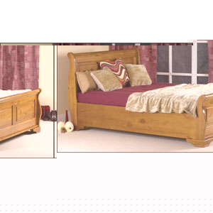 Sweet Dreams, the Connery, 4ft 6 Pine Bedstead Strong and commanding with head-turning sleigh bed