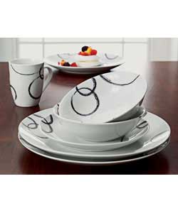 Unbranded Swirly Whirly 16 Piece Porcelain Dinner Set