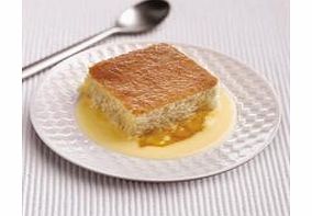 A fluffy sponge with golden syrup sauce and custard.