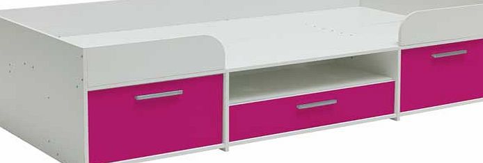 Unbranded Sywell Single Cabin Bed Frame - White with Pink