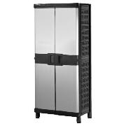 The Stanley T3 cupboard comes in a black/silver colour that features 3 adjustable shelves. This cupb