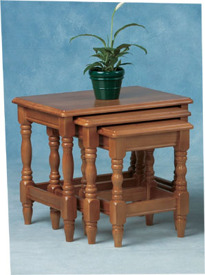 Traditional country cottage look nest of three tables from our Huntley Range with turned legs and