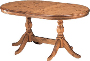 Country Pine twin pedestal  flip top  extending table is extremely versatile. Oval in design and