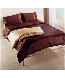 Pintuck taffeta with embroidery and sequins. Includes duvet cover and 2 pillowcases. 55% nylon/45%