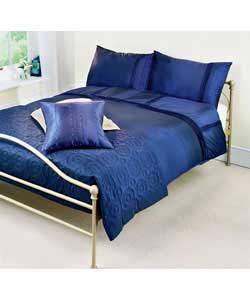 Taffeta Pintuck Double Duvet Cover Set - Navy