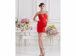 Unbranded Taffeta Short/mini Strapless Sweetheart Red