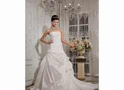 Unbranded Taffeta Sweep Train Strapless Ivory Elegant