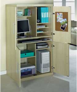 Assembled size (H)141cm, (W)80, (D)55cm.Hideaway unit with shelves for keyboard, printer, scanner, D
