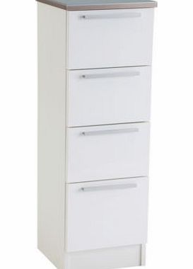This 4 drawer unit is perfect for storing toiletries and accessories neatly out of sight. With a white gloss finish and ultra modern styling. this sleek collectin is perfect for creating a bright. minimalist bathroom. Made from wood effect. Large dra