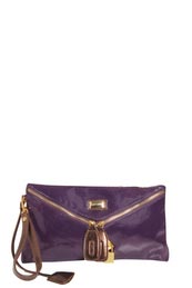 Unbranded Tamara Patent Zip and Lock Clutch with Strap